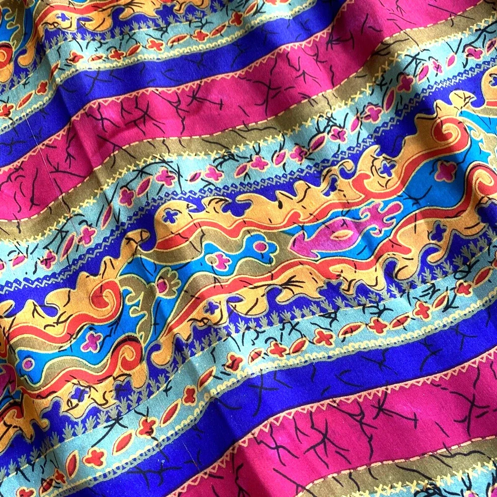 Vintage silk scarf long fringed wrap colorful double sided shawl elegant luxury